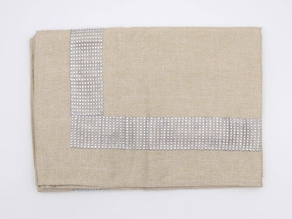 Blanco Raya Tovaglia 12 posti con Bordo elegante di Strass colore Light Beige - New Diamond