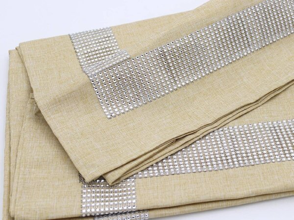 Blanco Raya Tovaglia 12 posti con Bordo elegante di Strass colore Dark Beige - New Diamond