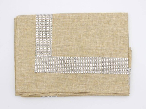 Blanco Raya Tovaglia 12 posti con Bordo elegante di Strass colore Dark Beige - New Diamond