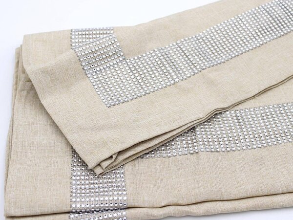 Blanco Raya Tovaglia 12 posti con Bordo elegante di Strass colore Light Beige - New Diamond