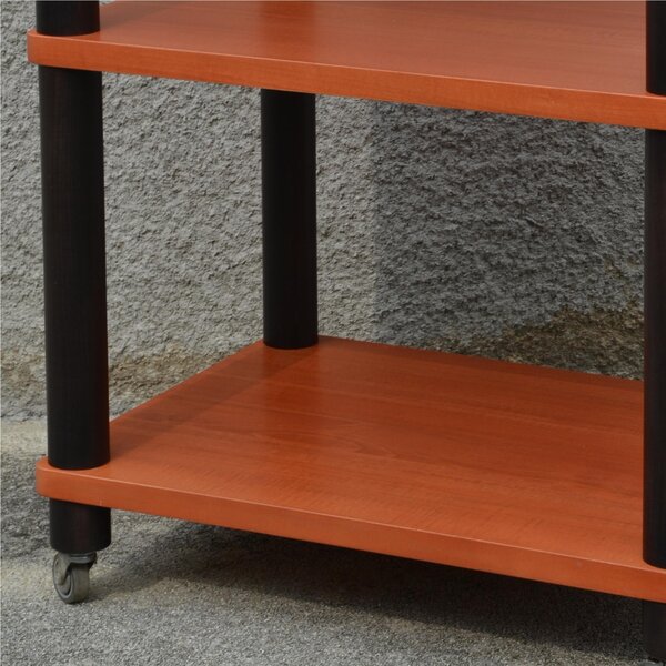 Carrello da cucina in legno con ripiani in massello 50x70xh100 legno di mogano colorato e ripiani in massello Wengh� paprika