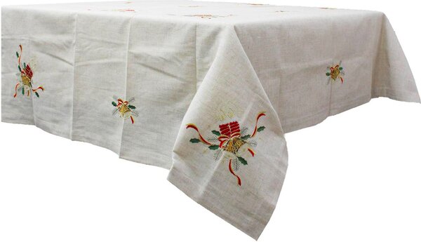 Blanco Raya Tovaglia Natalizia 6 posti 140x180 cm con Ricami + 6 Tavaglioli colore Avorio - 4086A