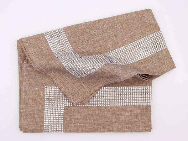 Blanco Raya Tovaglia 12 posti con Bordo elegante di Strass colore Tortora - New Diamond