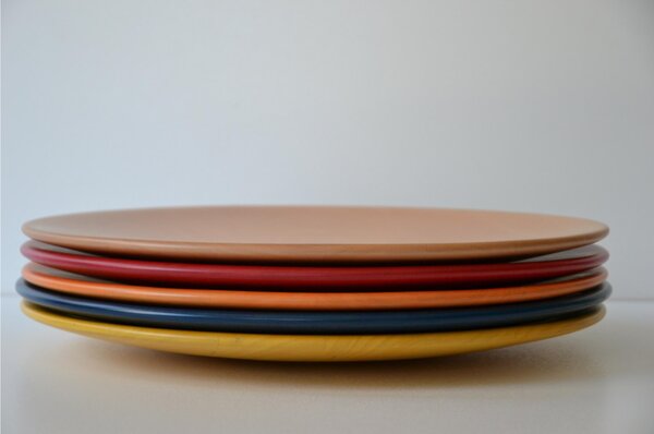 Centrotavola, portafrutta in Legno di Ontano diametro 40xh 3,5 cm colore Mogano