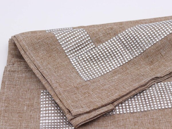 Blanco Raya Tovaglia 12 posti con Bordo elegante di Strass colore Tortora - New Diamond