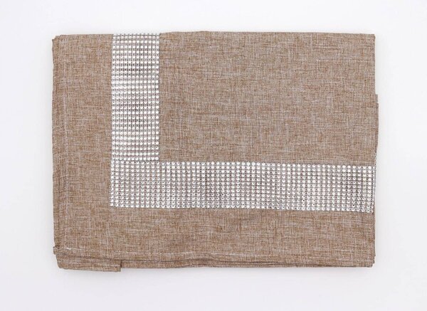 Blanco Raya Tovaglia 12 posti con Bordo elegante di Strass colore Tortora - New Diamond