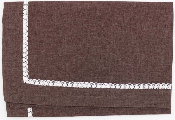 Blanco Raya Tovaglia Rettangolare 12 Posti con bordo e merletto artigianale colore Marrone - RXH0061-C