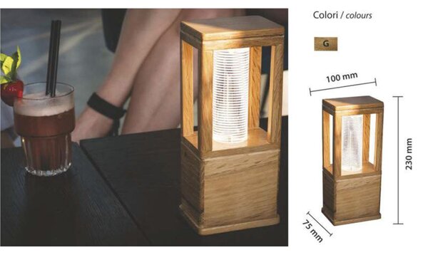 Lampada da tavolo ricaricabile e portatile indoor outdoor, Giulia, Dimensioni 10x7,5xh23 cm autonomia 5 ore fino a 15 ore