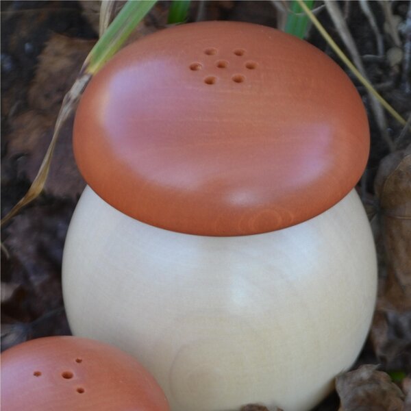 Sale e Pepe coppia in legno di mogano diam. 7,5xh9,7 cm- sale diam. 5,3xh7 cm base colore legno naturale tappo paprika