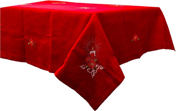 Blanco Raya Tovaglia Natalizia 6 posti 140x180 cm con Ricami + 6 Tavaglioli colore Rosso - ZG1821