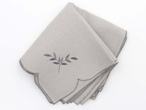 Blanco Raya Tovaglia Rettangolare 12 Posti ricamata con merletto artigianale e fantasia floreale colore Marrone - RXH5484-1