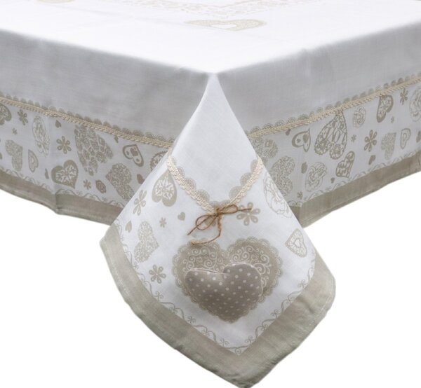 Blanco Raya Tovaglia Rettangolare 6 Posti con stampa shabby beige e passamaneria colore Beige - SD170215
