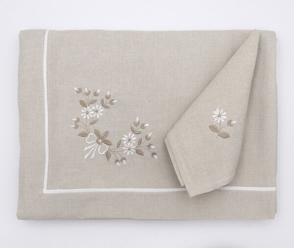 Blanco Raya Tovaglia Rettangolare 6 Posti motivo floreale+ 6 tovaglioni colore Ecr - WKY3916