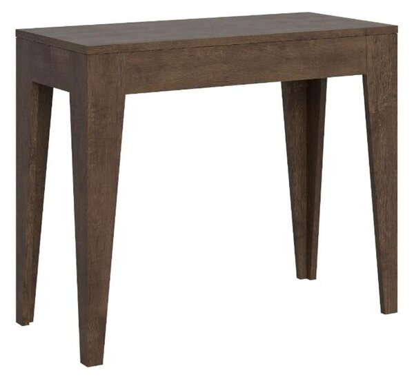 Tavolo Consolle Allungabile ISOTTA Small Noce Allungabile fino a 198 cm con tre elementi da 52 cm, tutto in legno di Frassino 90x42xh77 cm colore Noce
