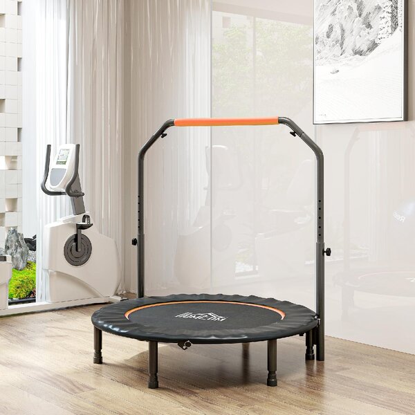 DecHome Trampolino Fitness 114 cm Pieghevole con Manubrio Regolabile in Altezza colore Arancione e Nero