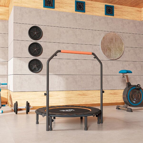 DecHome Trampolino Fitness 114 cm Pieghevole con Manubrio Regolabile in Altezza colore Arancione e Nero