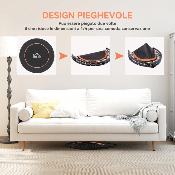 DecHome Trampolino Fitness 114 cm Pieghevole con Manubrio Regolabile in Altezza colore Arancione e Nero