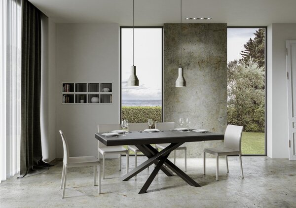 Consolle Allungabile con 3 allunghe VOLANTIS EVOLUTION 90x120xh77 cm estensibile fino a 224 cm Allunghe da 52 cm , gambe in ferro verniciato colore Cemento