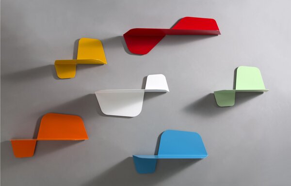 Mensola da Parete in acciaio sagomato verniciato a polvere FLAP 600 Ali Di Farfalla Dimensioni 59x29xh26 cm colore bianco