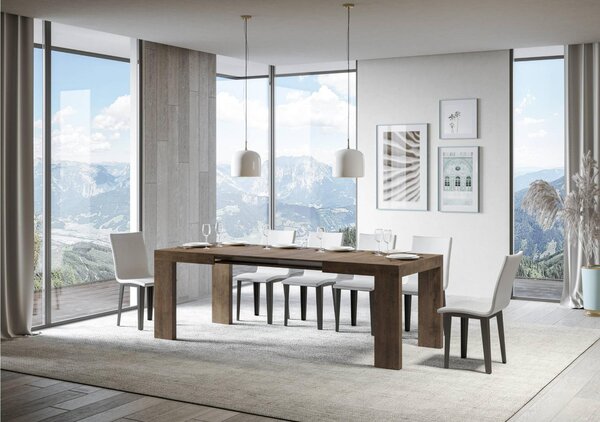 Tavolo Allungabile Piano ROXELL 90x120xh77 cm estensibile fino a 224 cm tutto in legno di Frassino Noce