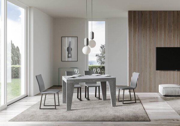 Tavolo Allungabile Piano NAXY 90x120xh77 cm estensibile fino a 224 cm tutto in legno di Frassino Cemento
