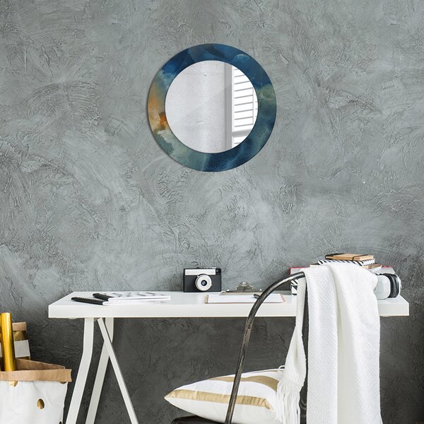 Specchio rotondo cornice con stampa Onyx di marmo fi 50 cm