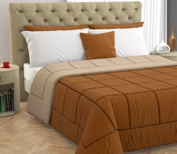 Blanco Raya Trapunta Invernale Singola 180x260 cm in Microfibra e Fibra Anallergica Double Face Tinta unita colore Cream / Indian Tan - 170207