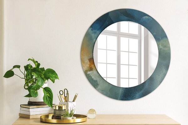 Specchio rotondo cornice con stampa Onyx di marmo fi 50 cm