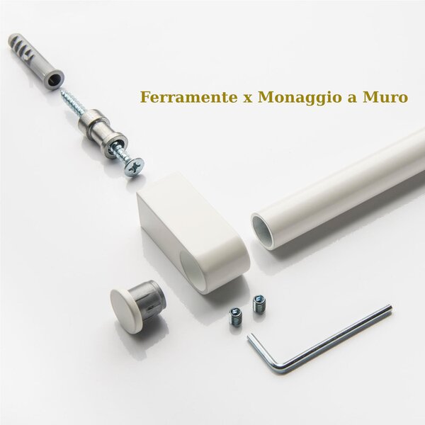 Barra sotto pensile KIT portautensili + 3 ganci in ORO SATINATO Lunghezza 60 cm cm Sezione 1.5 cm adatta x Cucine Shabby Chic e Muratura colore ORO SATINATO