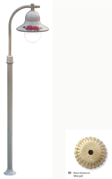 Lampada da Terra da esterno in materiale Ceramico LINEA IMPERIA 36xh 150 cm peso 2,1 kg - Attacco Lampada E 27 interno esterno, con vetri Bianco Sfumato Oro