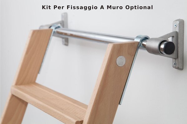 Scala da Appoggio UP 9 gradini Lunghezza 2,25 Mt in Faggio Massello Dimensioni 45x9x h 225 cm Peso7 Kg colore legno Naturale