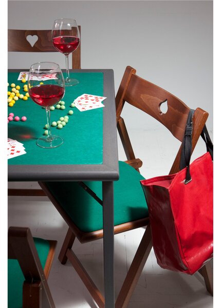 Sedie GIOCO Set 4 Pieghevoli in Legno di noce seduta in Cotone Verde dimensioni 47xh 79 cm - peso 1 kg colore noce