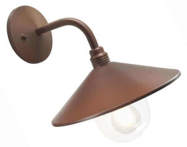 Struttura in pressofusione di alluminio. Dimensione SPECTRE APPLIQUE IN BASSO MEDIA E27 Diffusore in vetro trasparente colore CORTEN