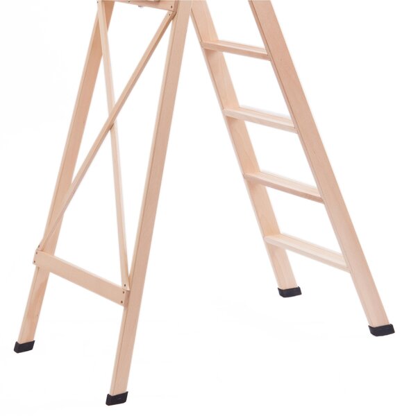 Scala in legno cinque gradini richiudibile BIBO 5 in Faggio Massello Dimensioni H100 cm 54x11x188 cm Peso 9 Kg naturale