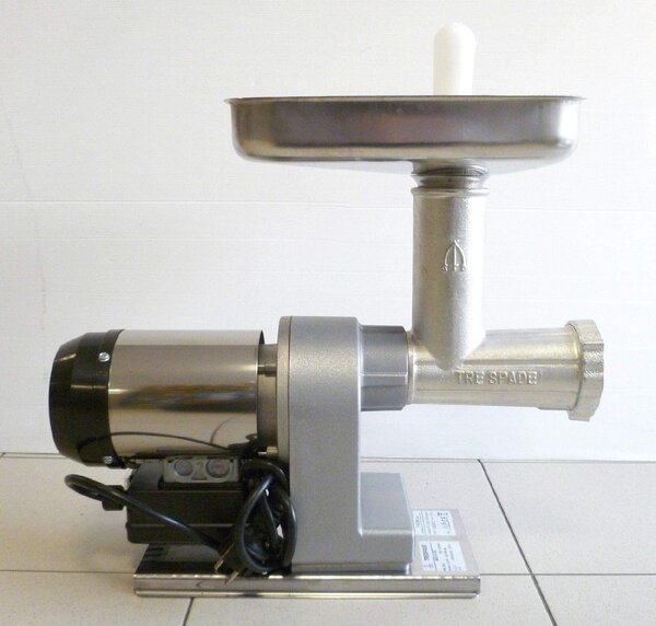 Tre Spade Tritacarne Elettrico Macina carne in Ghisa e Acciaio Potenza 480 Watt N. 12 Hp 0,65 - TC-12 EL/160 Elegant - 19000/VE