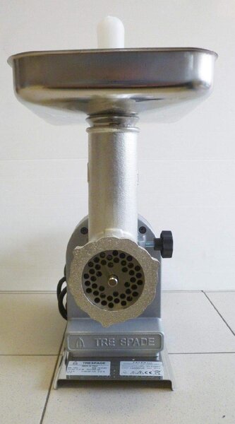 Tre Spade Tritacarne Elettrico Macina carne in Ghisa e Acciaio Potenza 480 Watt N. 12 Hp 0,65 - TC-12 EL/160 Elegant - 19000/VE