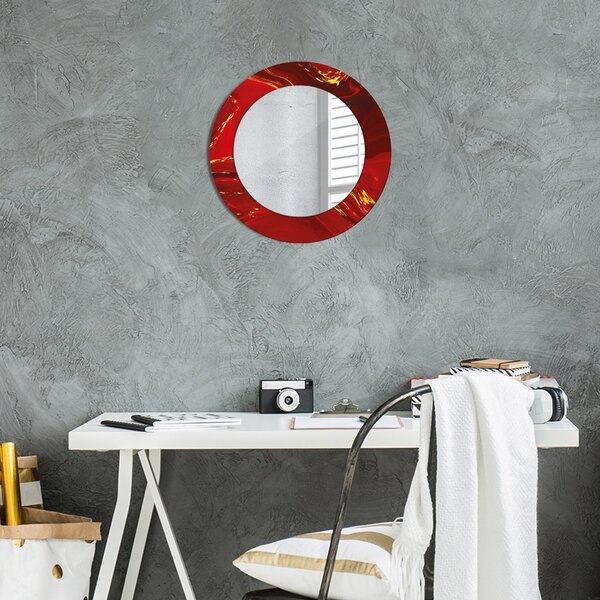 Specchio tondo con decoro Marmo rosso fi 50 cm