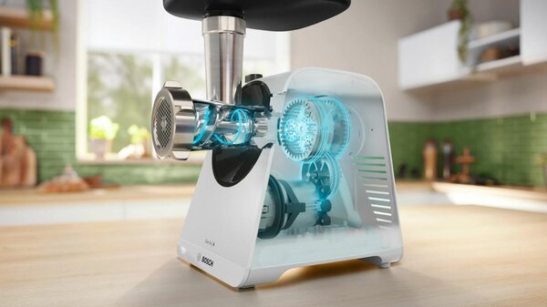 Bosch Tritacarne Elettrico Potenza Blocco Motore 1900W colore Bianco MultiPower serie 4 - MFWS420W