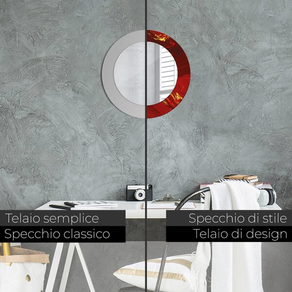 Specchio tondo con decoro Marmo rosso fi 50 cm