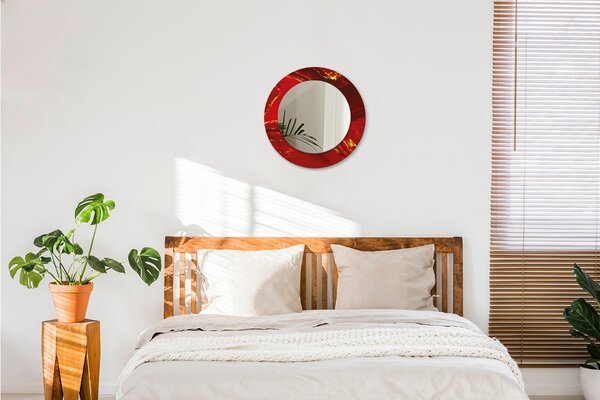 Specchio tondo con decoro Marmo rosso fi 50 cm