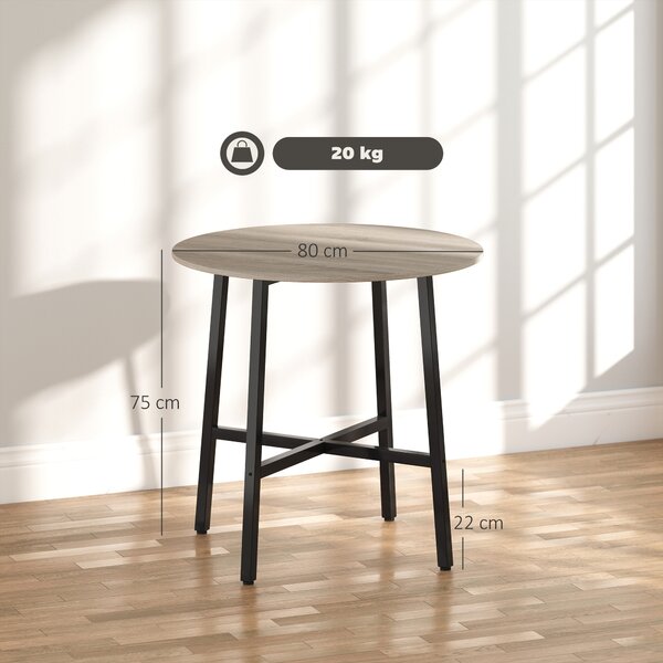 HOMCOM Tavolo da Pranzo Rotondo e Industriale per 2 Persone, in Legno e Acciaio, Ø80x75 cm, Nero e color Legno | Aosom Italy