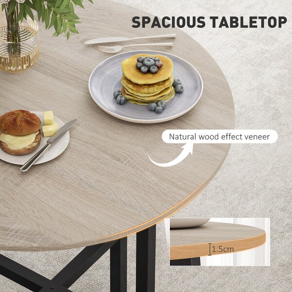 HOMCOM Tavolo da Pranzo Rotondo e Industriale per 2 Persone, in Legno e Acciaio, Ø80x75 cm, Nero e color Legno | Aosom Italy
