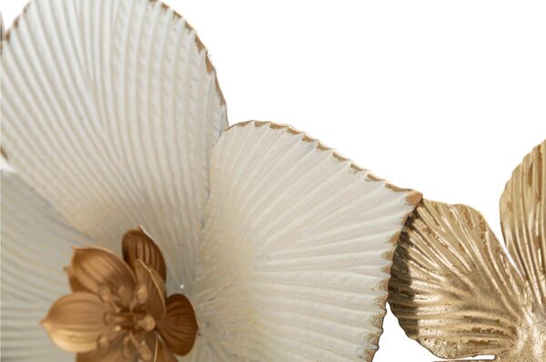 Pannello decorativo 3D da parete composto da Fiori e foglie ,MOTY, 72,4x7x h 74,5 cm peso 2,400 kg impreziositi da Fiori e Foglie dorate