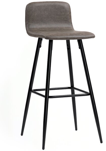 HOMCOM Set 2 Sgabelli Bar con Schienale Basso e Poggiapiedi, Rivestimento in PU e Gambe in Acciaio, Marrone Scuro | Aosom Italy
