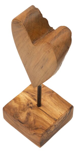 Scultura a forma di cuore in teak riciclato, realizzata a mano, finemente intarsiata Dimensioni 10x10xh 25 CM - 0,5 kg forme tondeggianti Colore legno con venature
