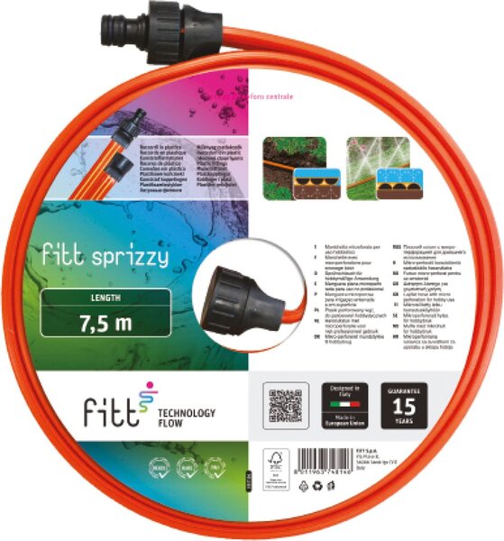 Fitt Tubo piatto flessibile triploforato SPRIZZY arancio 7,5 mt - 69002 00022