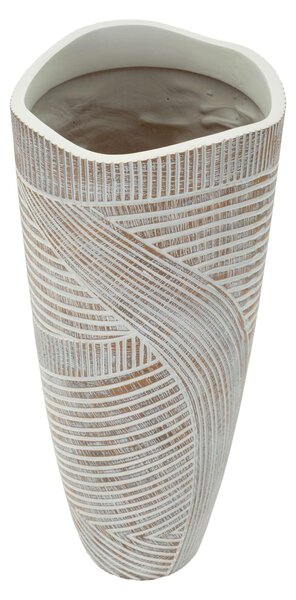 Il Vaso Resina Tibet si distingue desing Moderno Woody linee scolpite Dimensioni � 18 x 45 cm in Polyresin con venature del legno