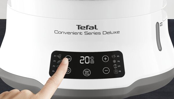 Tefal Vaporiera 900 W Pentola a Vapore 3 Cestelli con Superficie Piana I Acciaio Inox Colore Bianco - VC502D10