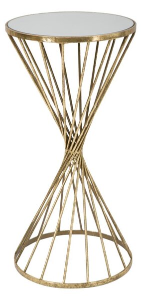 Tavolinetto rotondo in metallo e vetro Dorato , HYPNOS , dimensioni � 35x70 cm piano in vetro incorniciato in un metallo dorato