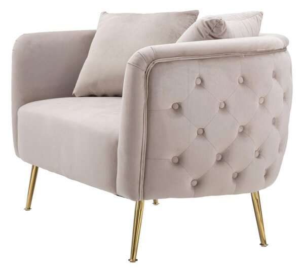 Divanetto in Velluto telaio in metallo Dorato BUCAREST Dimensioni 127x74x h71 cm peso 21 kg rivestimento completamente sfoderabile colore grigio